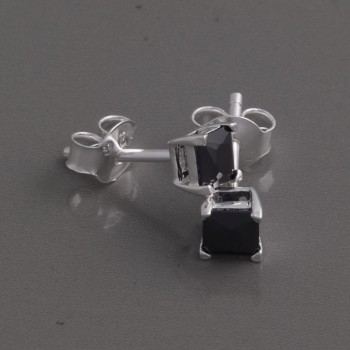 Silber Ohrstecker Zirkonia schwarz, 4mm