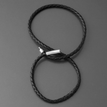 Flechtlederarmband schwarz Edelstahl Steckverschluss, Länge 19cm