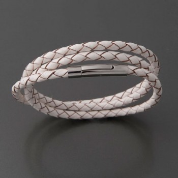 Armband Leder weiß-braun Ilaria, 19cm