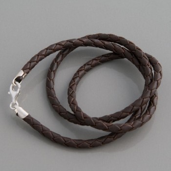 Flecht-Lederband braun 3mm, Länge 48cm
