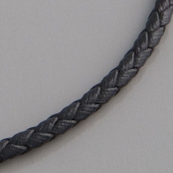 Flecht-Lederband schwarz 4mm, Länge 80cm