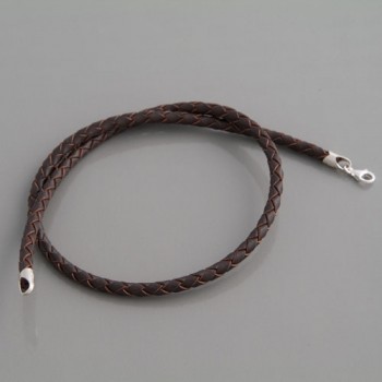 Flechtlederband braun 4mm | Länge 45cm