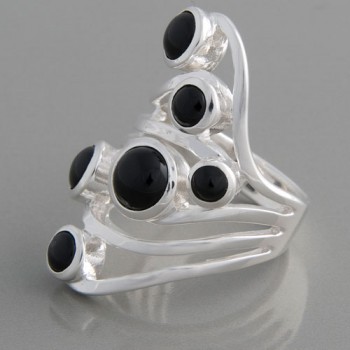 Silberring Onyx Sechstett Ringgröße 58