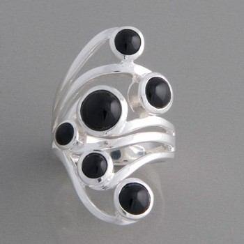 Silberring Onyx Sechstett Ringgröße 58