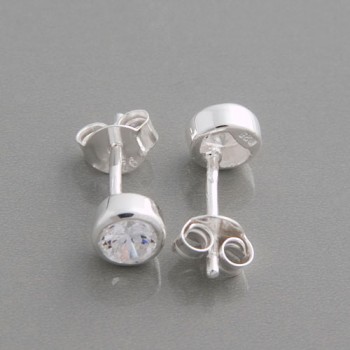 Ohrstecker Silber rund Zirkonia, 3 mm