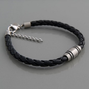 Lederarmband Edelstahl FL Paris Länge 18cm bis 20cm