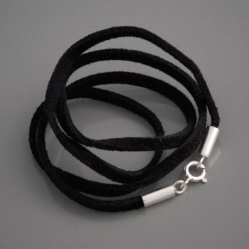 Velours-Lederkette schwarz 3mm, Länge 42cm bis 45cm