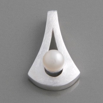 Kettenanhänger-Silber gebürstet Perle