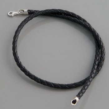 Flechtlederband schwarz 2mm | Länge 45cm