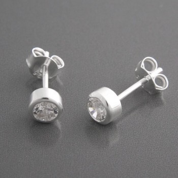 Ohrstecker Silber rund Zirkonia, 4 mm