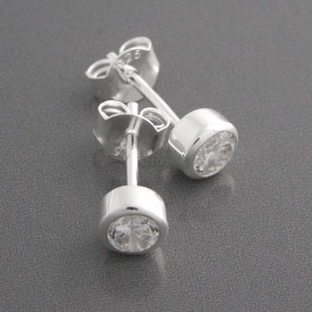 Ohrstecker Silber rund Zirkonia, 4 mm