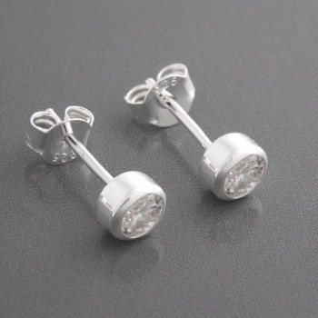 Ohrstecker Silber rund Zirkonia, 4 mm