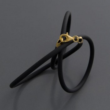 Kautschukband schwarz 3mm | Verschluss vergoldet | Länge 42cm