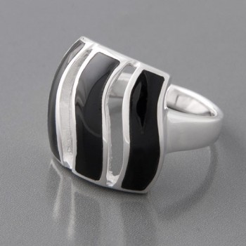 Silberring Onyx schwarz Amidala, Größe 52