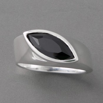 Silberring Zirkonia schwarz Marketa, Größe 62
