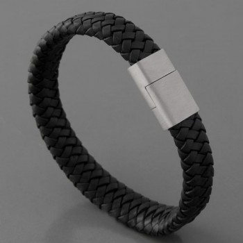 Leder Bandito Flechtleder-Armband, schwarz, Länge 19cm