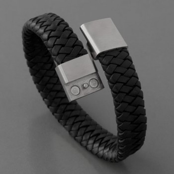 Leder Bandito Flechtleder-Armband, schwarz, Länge 19cm