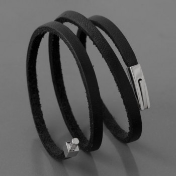 Lederarmband, 3-reihig, schwarz, 4 mm, Länge 18cm