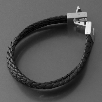 Armband, 4-reihig, Kunstleder schwarz FL PARIS