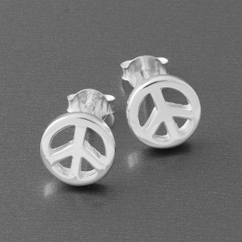 Ohrstecker Peace Silber glänzend