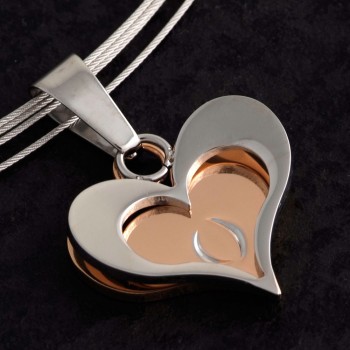 Herzanhänger Duett Edelstahl Rose Hardwear