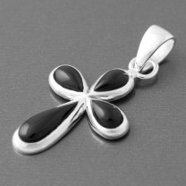 Kreuzanhänger Silber Onyx Agneta