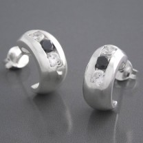 Creolen Silber Zirkonia weiß schwarz