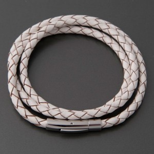 Armband Leder weiß-braun Ilaria, 19cm