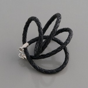 Flecht-Lederband schwarz 3 mm, Länge 38-90 cm