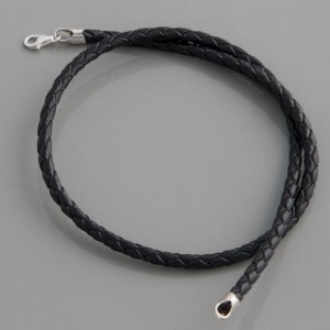 Flecht-Lederband schwarz 4mm, Länge 48cm