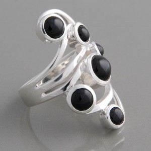 Silberring Onyx Sechstett Ringgröße 52 bis 60