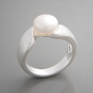 Silberring Perle Rima Ringgröße 52 bis 62