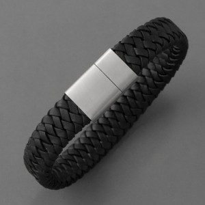 Leder Bandito Flechtleder-Armband, schwarz, Längen 19cm oder 21cm