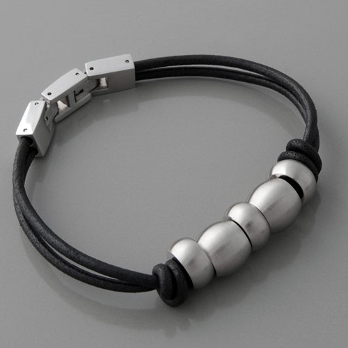 Herrenarmband Leder und Edelstahl