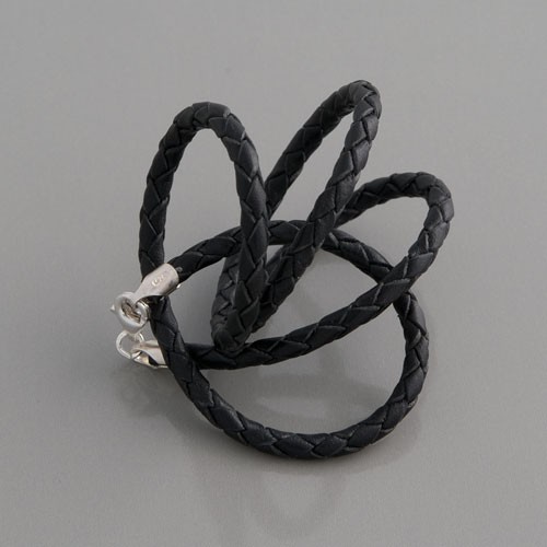 Flechtlederband schwarz 3mm