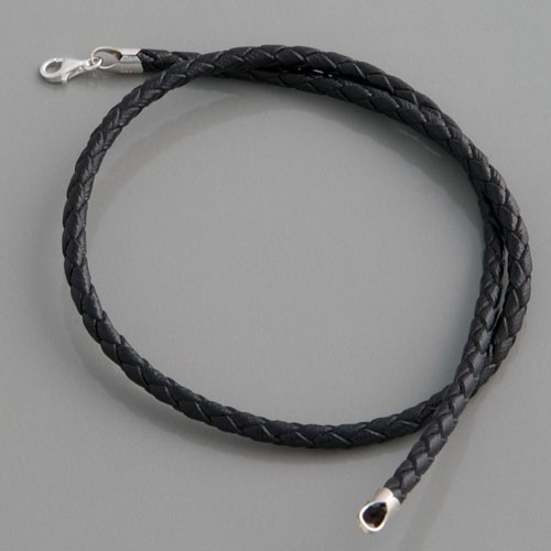 Flechtlederband schwarz 4mm | Länge 50cm
