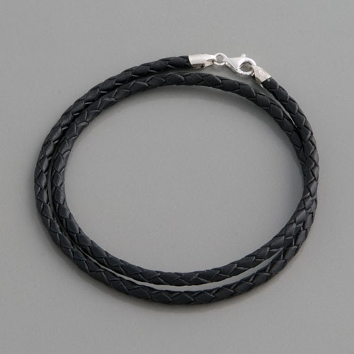 Flechtlederband schwarz 2mm | Länge 50cm