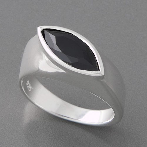 Silberring Zirkonia schwarz Marketa, Größe 54
