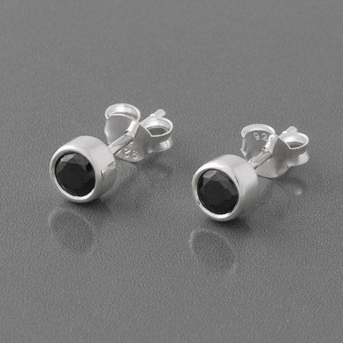 Ohrstecker Silber Zirkonia schwarz