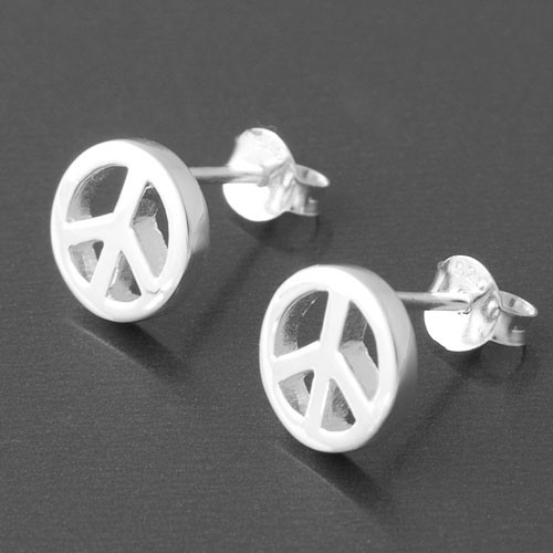 Ohrstecker Peace Silber glänzend