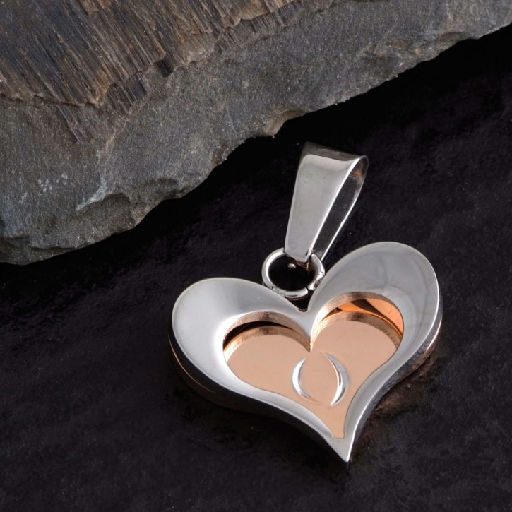 Herzanhänger Duett Edelstahl Rose Hardwear