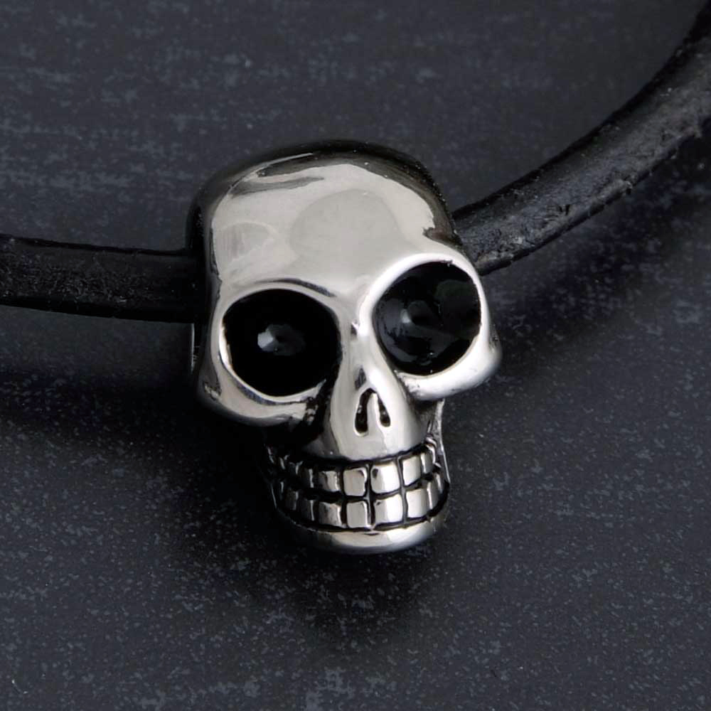 Schwarze Skull Halskette aus Edelstahl Totenkopf-Anhänger Männer Biker  Geschenk